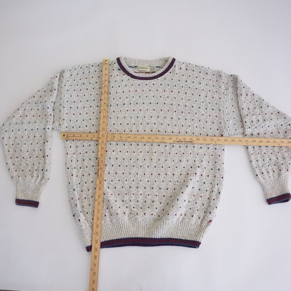 Vintage '90s St John's Bay Gray Maroon 3D Biggie Cosby Knit Crewneck Sweater L